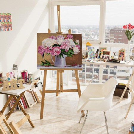 Stillleben von Pfingstrosen Malen nach Zahlen