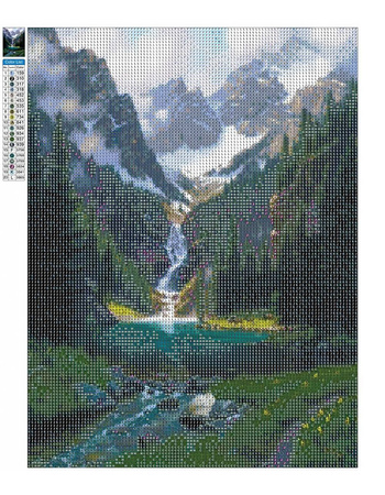 Diamant-Stickerei ohne Rahmen, himmlischer Wasserfall in den Bergen, 30 x 40, Diamant-Mosaik 5D