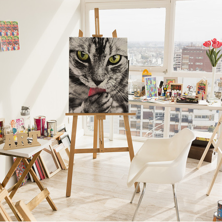 Nachdenkliche Katze mit rosa Zunge Malen Nach Zahlen