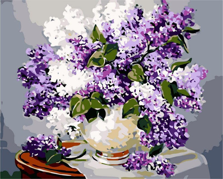 Fliederstrauß Malen nach Zahlen