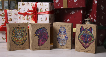 Holzpuzzle Der wilde Wolf mit tierischen Elementen 175 stk. 25x34 cm