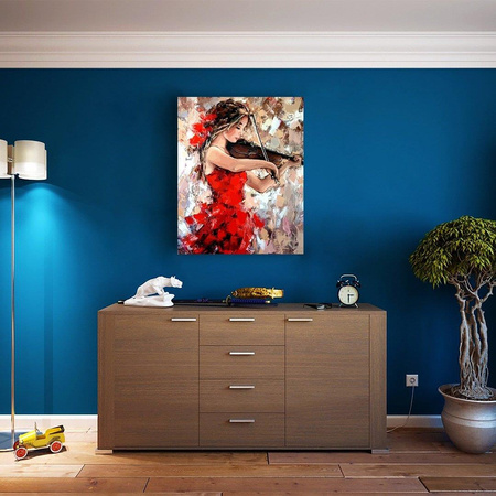 Eine Frau mit einer Geige Malen nach Zahlen ohne Rahmen