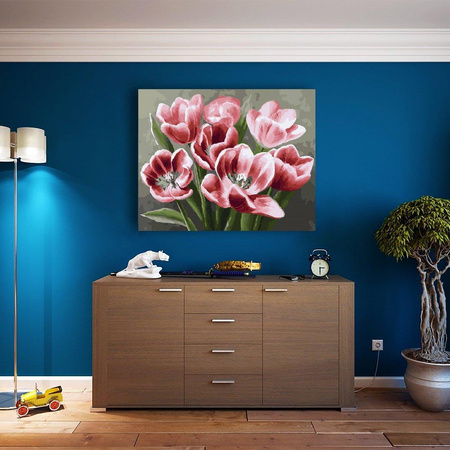 Rote Tulpen, die durch Zahlen malen