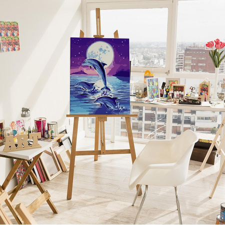 Delfine unter dem Mond Malen nach Zahlen