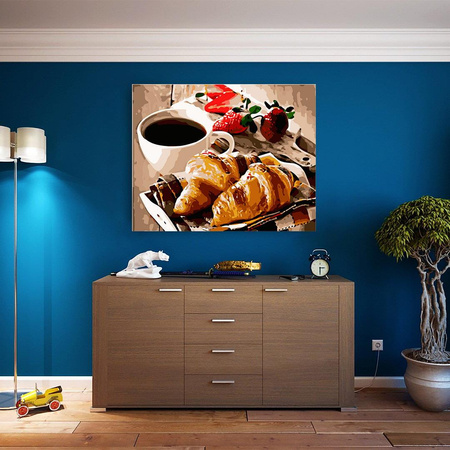 Kaffee mit Croissant Malen Nach Zahlen