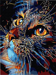 Diamant-Stickerei ohne Rahmen, magische Katze, 30 x 40, Diamant-Mosaik 5D