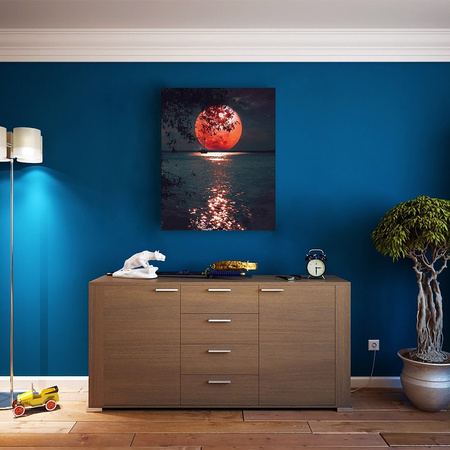 Roter Mond und Meer Malen Nach Zahlen