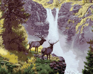 Hirsch über Wasserfall Malen Nach Zahlen
