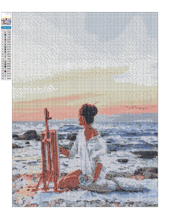 Diamant-Stickerei ohne Rahmen, Zeichnung der Sonne am Meer, 30 x 40, Diamant-Mosaik 5D