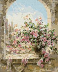 Blumen im Fenster Malen nach Zahlen
