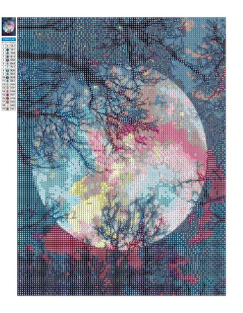 Diamant-Stickerei, rahmenlos, Vollmond, 30 x 40, Diamant-Mosaik 5D