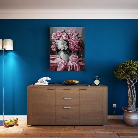 Rosa-weiße Pfingstrosen Malen Nach Zahlen