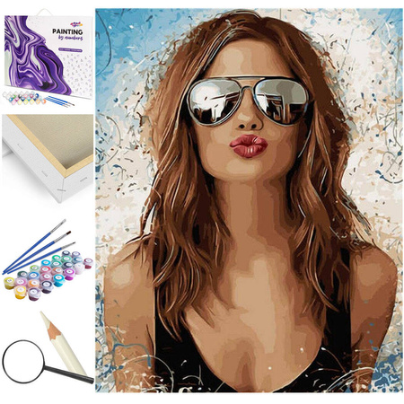 Dame mit Brille Malen nach Zahlen