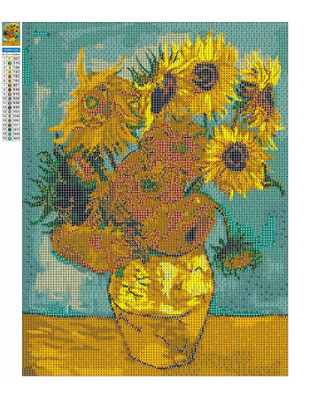 Diamantstickerei ohne Rahmen Sonnenblumen (Van Gogh) 30x40 Diamantmosaik 5D