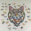 WOOD PUZLE Holzpuzzle Katze Mit Tierelementen 190 Stk. Größe 450х310 mm