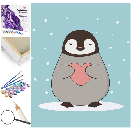 Pinguin mit Herz Malen Nach Zahlen