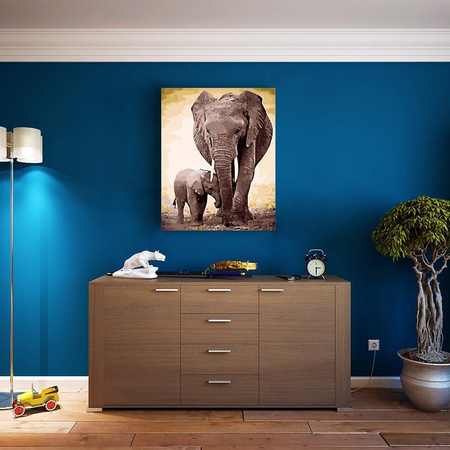 Elefantenfamilie Malen nach Zahlen