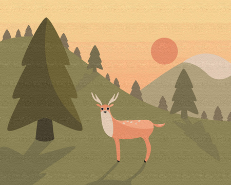 Ein Waldhirsch in warmen Farben Malen Nach Zahlen