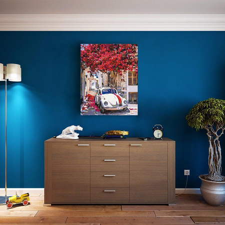 Autos auf einer blühenden Straße Malen nach Zahlen