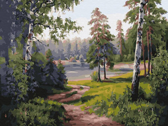 Diamantstickerei ohne Rahmen Waldstraße 30x40 Diamantmosaik 5D