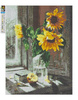 Diamant-Stickerei ohne Rahmen, Sonnenblume auf der Fensterbank, 30 x 40, Diamant-Mosaik 5D