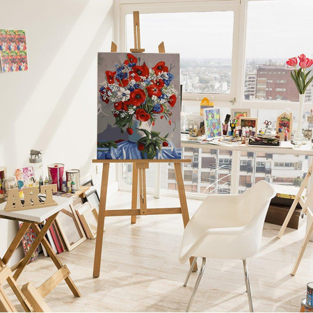 Mohnblumen in einer Vase. Malen nach Zahlen