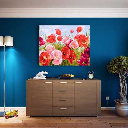 Mohnfeld Malen nach Zahlen ohne Rahmen