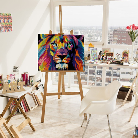 Bunter Löwe 40x30 cm. Einfaches Malen nach Zahlen