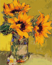 Ein Strauß Sonnenblumen Malen nach Zahlen