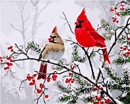 Vögel auf dem Ast Malen nach Zahlen