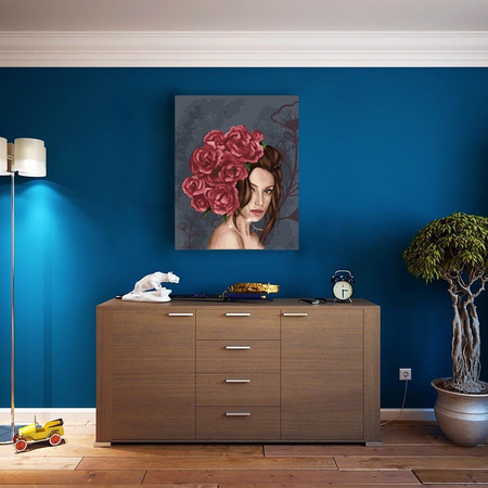 Dame in Rosen Malen nach Zahlen