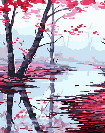 Herbst am Wasser Malen nach Zahlen