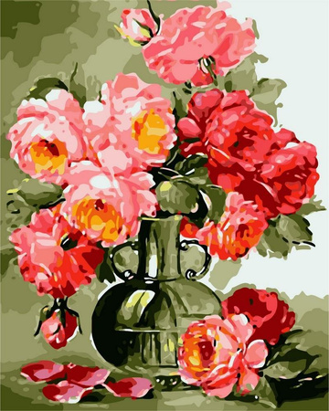 Pfingstrosen im Krug Malen nach Zahlen