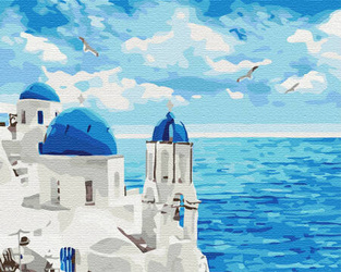 Santorini Wolken malen nach Zahlen