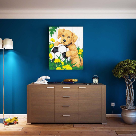 Hund mit einem Ball 30x40 Malen nach Zahlen