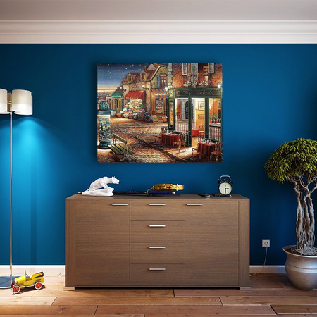 Gemütliche Straße mit Cafétischen 40x30cm Diamantmalerei Mosaik