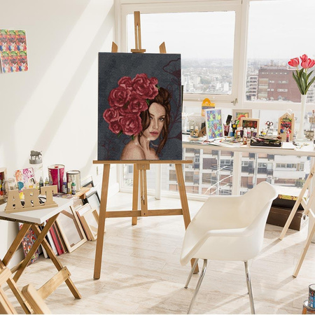 Dame in Rosen Malen nach Zahlen