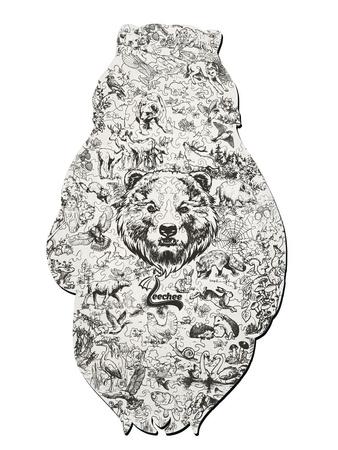 Holzpuzzle Geist des Holzes mit tierischen Elementen 177 stk. 40x24 cm