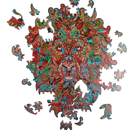 HOLZPUZZLE Holzlöwenpuzzle mit Tierelementen 127 Stk. Größe 316x417 mm