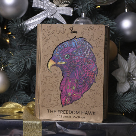 Holzpuzzle Der Freiheitsfalke mit tierischen Elementen 152 stk. 34x25cm