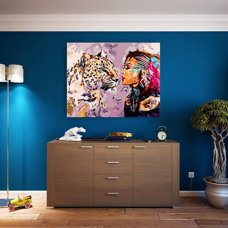 Mädchen und Leopard Malen nach Zahlen