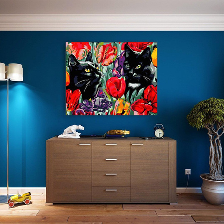 Katzen in Tulpen Malen nach Zahlen