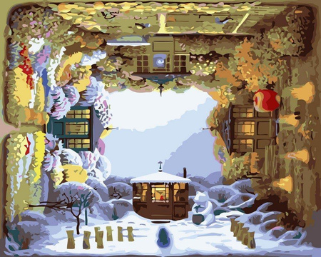 Vier Jahreszeiten Malen nach Zahlen