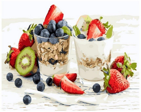 Müsli mit Joghurt. Malen nach Zahlen