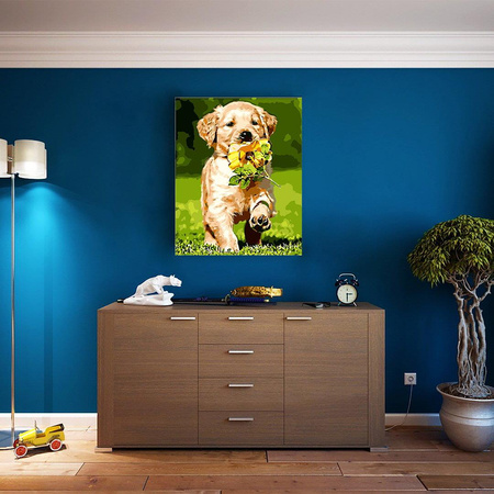 Welpe mit Blume Malen Nach Zahlen