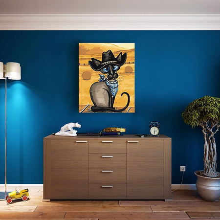 Katze mit Cowboyhut Malen nach Zahlen