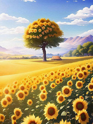 Diamantstickerei ohne Rahmen Sonnenblumenfeld 30x40 Diamantmosaik 5D