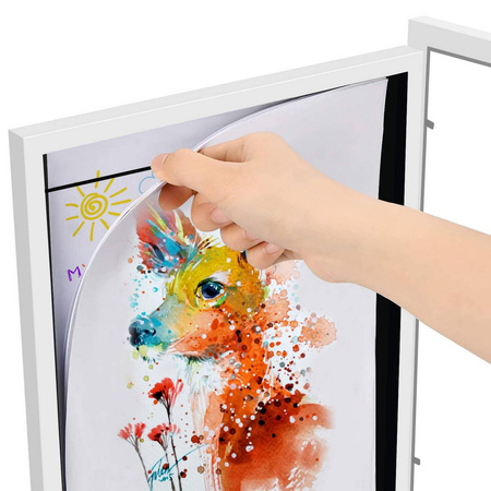 2x Künstlerischer Rahmen für Bilder und Fotos für Kinder, aus Holz, aufklappbar, weiß, A4, 34 x 25 cm