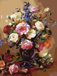 Diamantstickerei ohne Rahmen Rosen und Pfingstrosen 30x40 Diamantmosaik 5D