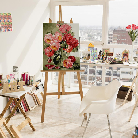 Pfingstrosen im Krug Malen nach Zahlen